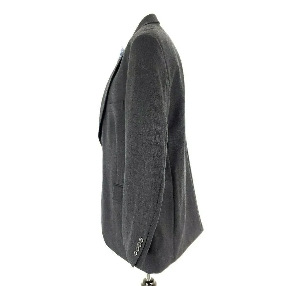 Pronto Uomo Lambswool‎ 2 Button Blazer 44R Gray Herringbone Sport Coat